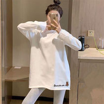 Spring and autumn slim big code Develvet blouse with long-style undershirt 200 catty wearing long sleeve white inner lap long sleeve shirt woman