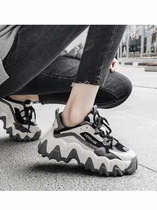 2020 Spring and Autumn Korean version of the new ins trendy shoes Super fire lace casual color color color thick bottom pine cake cake leather daddy shoes women