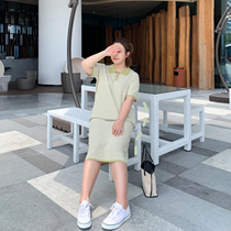 ALIN custom large size womens knitted check set elastic waist loose meat temperament fat mm set age