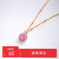 VIA niche ins design sense simple cute tide light luxury crystal stone does not fade necklace choker female