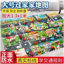 Hot sale family girl car childrens toys car city map teaching fabric streetscape carpet boys stop