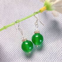 Natural A goods Jasper jade color ice bottom Hetian jade drop earrings earrings stud earrings