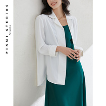 Fashion V-collar white shirt Womens New 2021 spring summer coat chiffon shirt temperament long sleeve jacket lazy wind loose