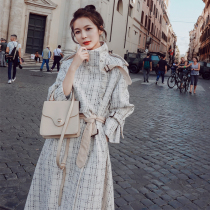 Sandro moscoloni Plaid Coat Women's Middle School Long 2021 Korean Style Small Fragrant Wind Winter Thickened Woolen Coat