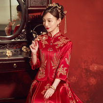 Xiuhe clothing 2021 New Summer Bride wedding dress Chinese toast dress wedding dress thin satin