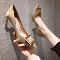 Teenage Girl High Heels Slim Heel 100 Hitch Red Method Pointed Sexy Little Fresh Black Single Shoe 2019 Spring Summer New