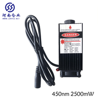 12v blue light 2500MW laser module engraving machine for high-power dot laser head adjustable focus