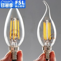 fsl Foshan lighting LED tip bubble pull taillight 4w candle light e14 indoor crystal chandelier light source tungsten lamp