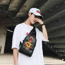 Personality pattern leather chest bag outdoor sports satchel trend cowhide men and women couples shoulder bag small chest bag