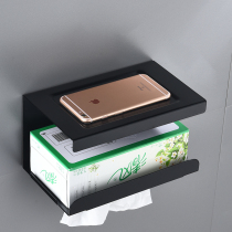 Multi-function rack Non-perforated black waterproof tissue holder Sanitary toilet tissue box Bathroom wall-mounted toilet paper towel box