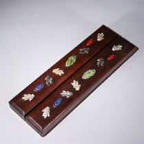  (Ghost Market)Old Tibetan sandalwood Baibao embedded fish fun figure paperweight H-3925