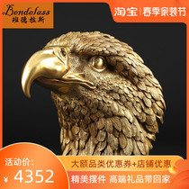 Banderras Pure Copper Eagle Owl Head Swing Piece Bartender Eagle Handicraft Home Wine Cabinet Living-room Decoration Office Swing