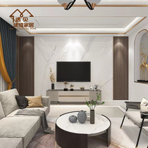 Bamboo and wood fiber integrated TV background wall Quick-install buckle board Living room sofa Nordic style light luxury marble wall panel