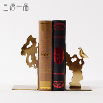 New Chinese-style model room desk ornaments books by metal soft decorations birds books light luxury Creative furnishings