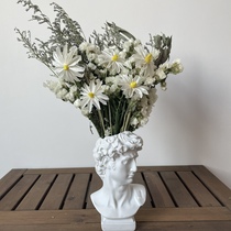 Roses Dried Flower Bouquet Vintage ins wind Statue of David Plaster Vase Living Room home Decoration ornaments Photo