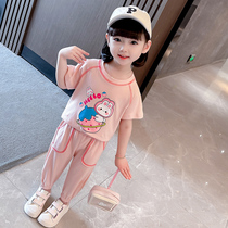 Girl Net Red Suit Summer Dress 2022 New Ocean Gas Children Clothing Casual Short Sleeves Clothes Kiddie Baby Girl Summer