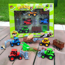 Nongfu Car Toy Farm Suit Tractor Children Engineering Car Return Force Seeding Harvesters Simulation Model Boy
