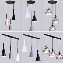  Restaurant chandelier Three modern simple creative personality bar iron Nordic style dining room table dining chandelier
