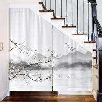 Staircase covering curtain triangle cloth cutting curtain cutting curtain anti-dust curtain loft window shape-free punch magic stick