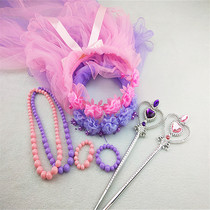 Girl Crown Tail Purple Pink floral headdress Tape Magic Wing Princess Lady Wreath Headwear Hair Hoop Accessories