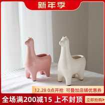 W1962 export American pink milky white alpaca shape cute flowerpot flower ornaments candle DIY