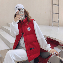 Couple overalls down jackets vests womens short models autumn and winter 2021 New wear loose Joker vest