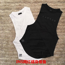 Net red muscle male sports vest quick-dry loose running training suit sleeveless elastic stitching fitness Waistle