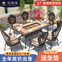 Cast Aluminum Outdoor Barbecue Table And Chairs Villa Outdoor Courtyard Garden Outside Pendulum Dining Table And Chairs Combined Home Electric Carbon Barbecue Grill