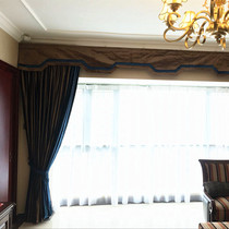  Manshan art European-style curtains French thickened velvet cloth shading solid color brown blue living room curtains customization