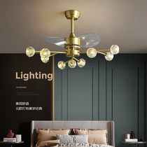 All copper light luxury crystal fan chandelier post modern simple home living room lamp invisible ceiling fan restaurant bedroom lamp
