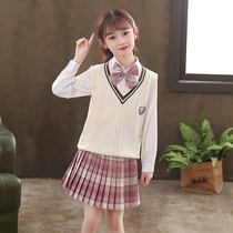 Primary school childrens clothing girls autumn Western style genuine jk uniforms suit children College wind yuan fu zhong da tong