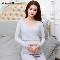 Pregnant women autumn clothes and trousers pregnancy plus velvet padded warm underwear set autumn and winter postpartum breastfeeding pajamas