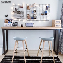 Nordic style Minimalist desk Solid wood desk Writing desk Wrought iron computer desk Modern simple ins net red section