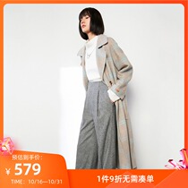 LILY winter new large plaid long double-sided wool lapel belly coat womens 119420F1511