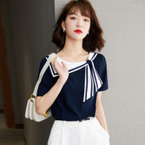 Chiffon shirt sweet 2021 new womens short sleeve summer womens coat short design sense niche French shirt