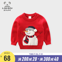 Boys sweater pullover Female baby sweater Round neck New Year pure cotton Rabi Tree Childrens clothing Infant sweater