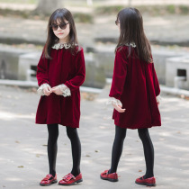 Girls Dress 2021 New Early Autumn Dress Little Girl Velvet Princess Dress Children Christmas Skirt