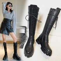 ANN autumn winter boots children leather boots but knee leather boots lace up Martin boots muffin thick soles