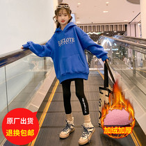 Girl Gush Clothing Autumn Winter Clothing 2022 New Yangqi CUHK Children Thickened Girl Trendy-to-cap blouses