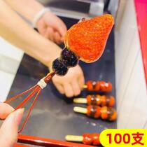 Sandwich sugar gourd short sign 100 wooden stick Hawthorn art baking scissors heart popsicle dot fancy