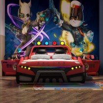 Childrens bed boy solid wood car bed 1 5m combination single bed multifunctional girl princess bed with guardrail spot