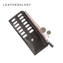 Leatherology leather business card holder bag Female multi-card small card bag Thin business card storage bag long vertical card holder