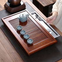 Zhen Sheng large household ebony Kung Fu tea tray Drawer type automatic electric ceramic stove Black gold stone rosewood