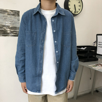 Denim shirt jacket male and female handsome T han loose bf 100 hitch student conspicuity retro port taste wind blouse spring