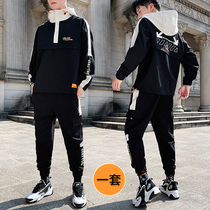 Sports suit mens autumn and winter Korean version of the trend sweater autumn handsome tooling hip-hop 2021 new autumn