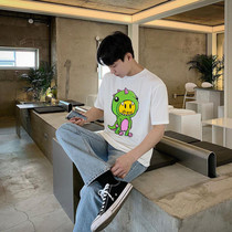 Drew smiley little dinosaur men and women couples Tide brand FOG high street trend loose Joker cotton simple short sleeve t-shirt