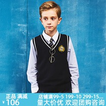 Eaton Gide school uniform boys and girls cotton children wool knitted vest autumn student V collar vest 09b101