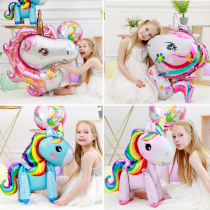 Unicorn balloon shape birthday theme decoration scene cartoon children baby girl aluminum foil pony