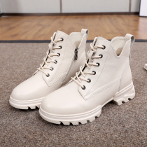 Youth Spring Autumn Genuine Leather Short Boots Women Single Boots Martin boots Inn Wind Chelsea boots Thick Bottom Tide Women Boots Mother Leather Shoes