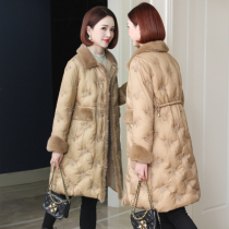 zqqz new whole mink mink fur collar fur goose down jacket women long temperament big brand thin coat 1303